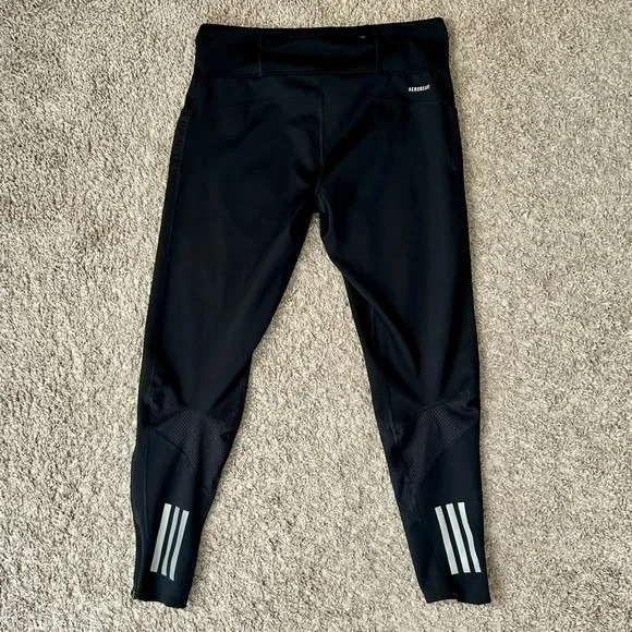Adidas I Black AEROREADY Running Leggings I Size L I Cropped Mesh Zip Pockets - Picture 6 of 10